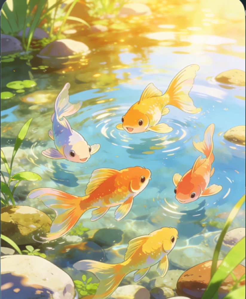 Bright goldfish artwork generated in DreamForge