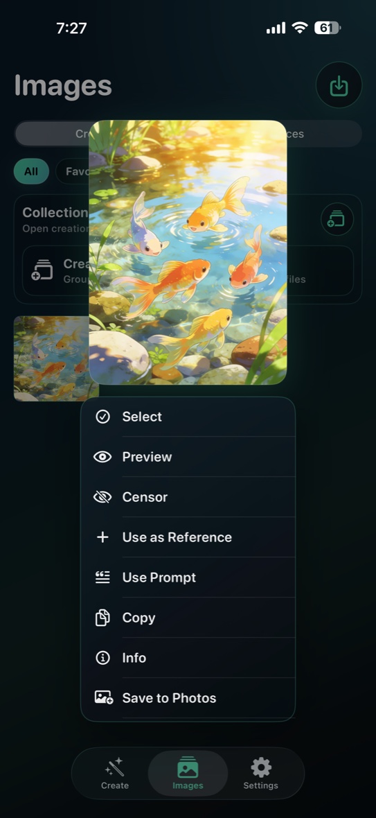 DreamForge long press action menu